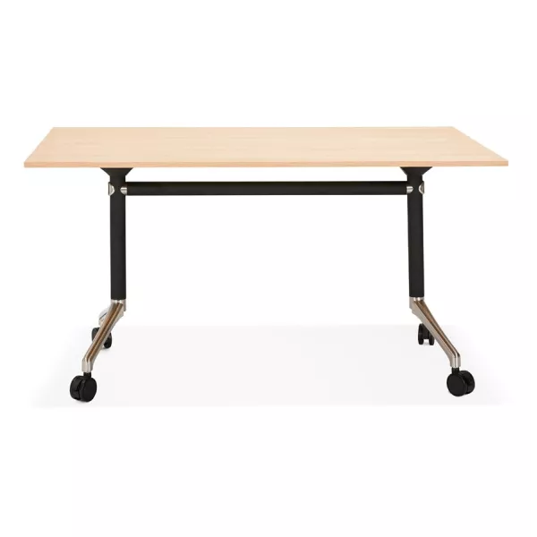 Table pliante en bois pieds noirs SAYA (140x70 cm) (finition naturelle)