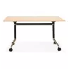 Table pliante en bois pieds noirs SAYA (140x70 cm) (finition naturelle)