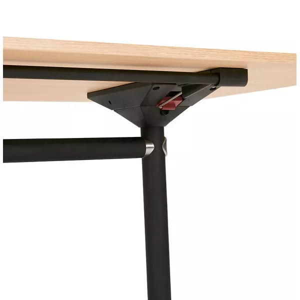 Table pliante en bois pieds noirs SAYA (140x70 cm) (finition naturelle)