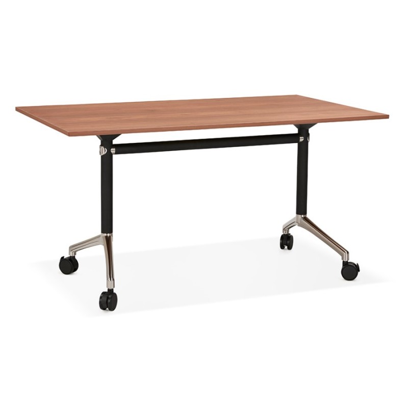 Table pliante en bois pieds noirs SAYA (140x70 cm) (finition noyer)