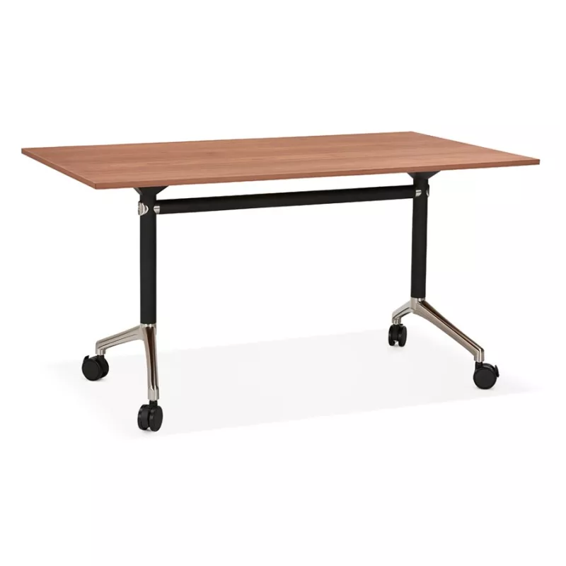 Table pliante en bois pieds noirs SAYA (140x70 cm) (finition noyer)