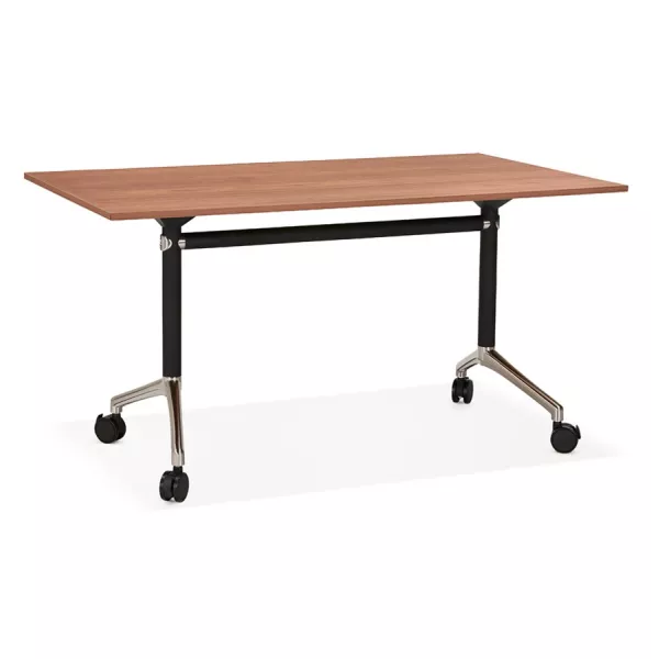 Table pliante en bois pieds noirs SAYA (140x70 cm) (finition noyer)