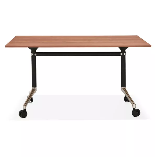 Table pliante en bois pieds noirs SAYA (140x70 cm) (finition noyer)