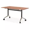 Table pliante en bois pieds noirs SAYA (140x70 cm) (finition noyer)