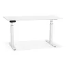 Bureau assis debout électrique en bois pieds blancs KESSY (140x70 cm) (blanc)