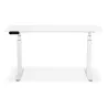 Bureau assis debout électrique en bois pieds blancs KESSY (140x70 cm) (blanc)