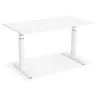 Bureau assis debout électrique en bois pieds blancs KESSY (140x70 cm) (blanc)