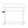 Bureau assis debout électrique en bois pieds blancs KESSY (140x70 cm) (blanc)