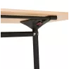 Table pliante sur roulettes en bois pieds noirs SAYA (160x80 cm) (finition naturelle)