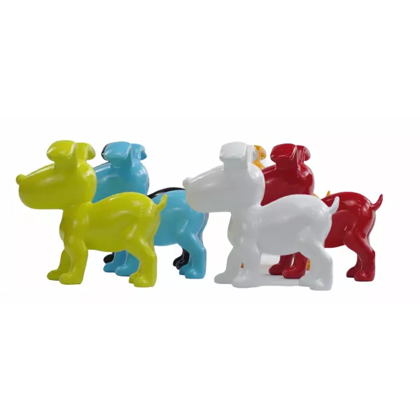 Set di 6 sculture di cane di design in resina (multicolore)