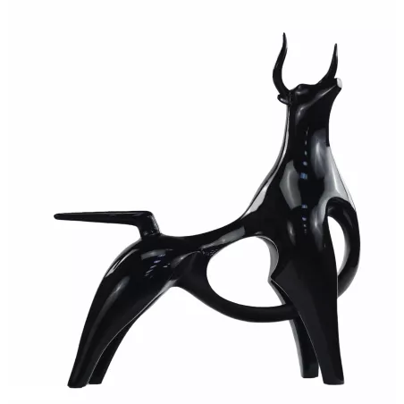 Design decorative sculpture Bull statue in resin H54 cm (black) to associate with Scandinavian Decorative Objects With a Clean D