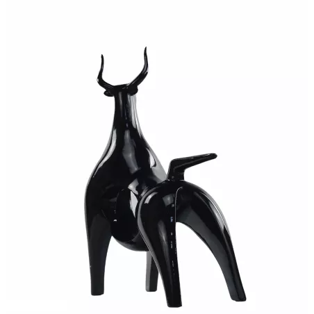 Design decorative sculpture Bull statue in resin H54 cm (black) to associate with High Quality Solid Wood Decorative Objects