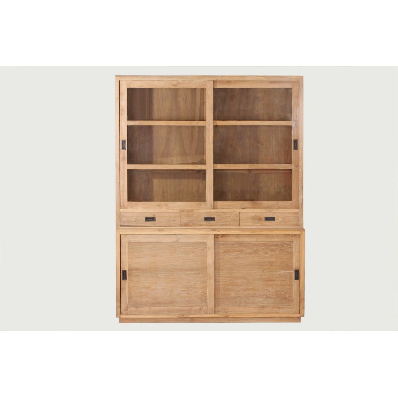 MAEVA solid teak croat (160x210 cm) (natural) to associate with Argentier Showcase Dresser Bookcase Padded for Optimal Comfort