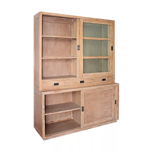 Maeva Massiv Teak-Treaker (140x210 cm) (natürlich) mit assoziieren Argentier Showcase Dresser Bücherregal gepolstert für optimal