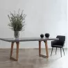 Table à manger design pieds teck massif OXANA (200 cm) (gris)