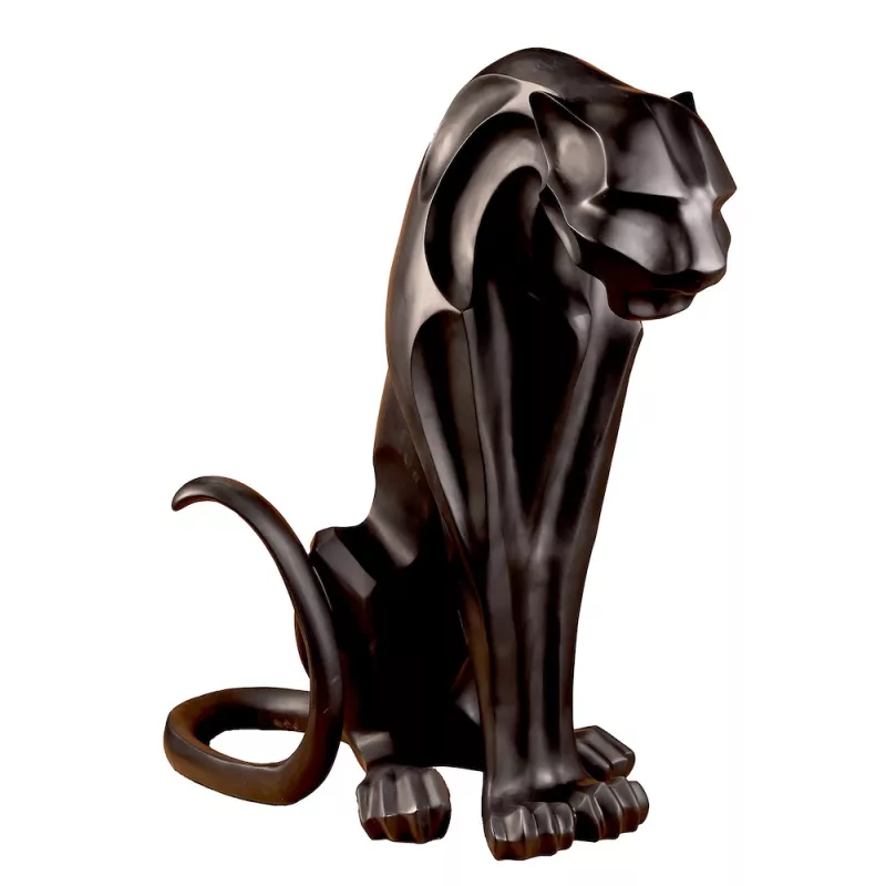 Diseño de escultura decorativa estatua PANTHERE ORIGAMI (H100 cm) (negro) asociarse con Objetos decorativos con reposabrazos par