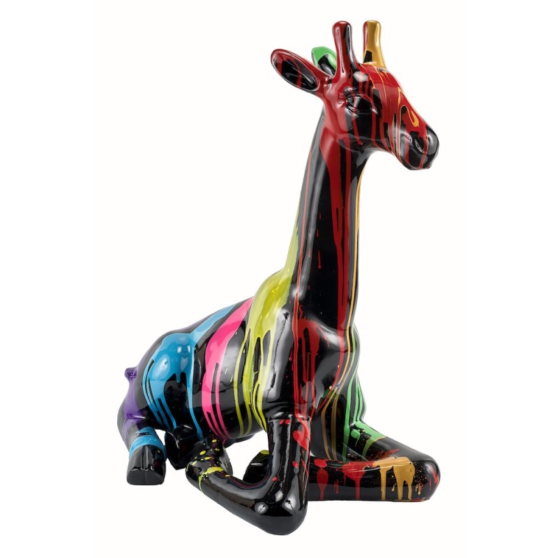 Statue sculpture décorative design GIRAFON TRASH NOIR (H60) (Multicolore)