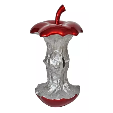 Statue decorative sculpture design TROGNON DE POMME (H94 cm) (Red, silver) to associate with Industrial Decorative Objects In Me