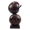 Statue decorative sculpture design DUO POMMES (H55 cm) (black)