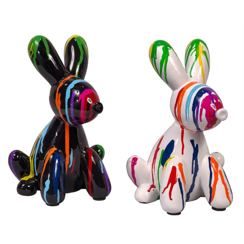 Statue sculpture décorative design DUO CHIENS TRASH (H25) (Multicolore)