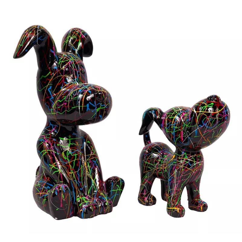 Escultura decorativa estatua diseño DUO CHIENS GRAFFITI (H45 H30) (negro) asociarse con Objetos Decorativos Industriales En Meta