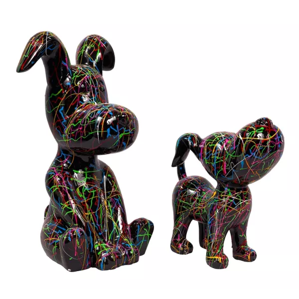 Statue decorative sculpture design DUO CHIENS GRAFFITI (H45 H30) (black) to associate with Functional and stylish kitchen decora