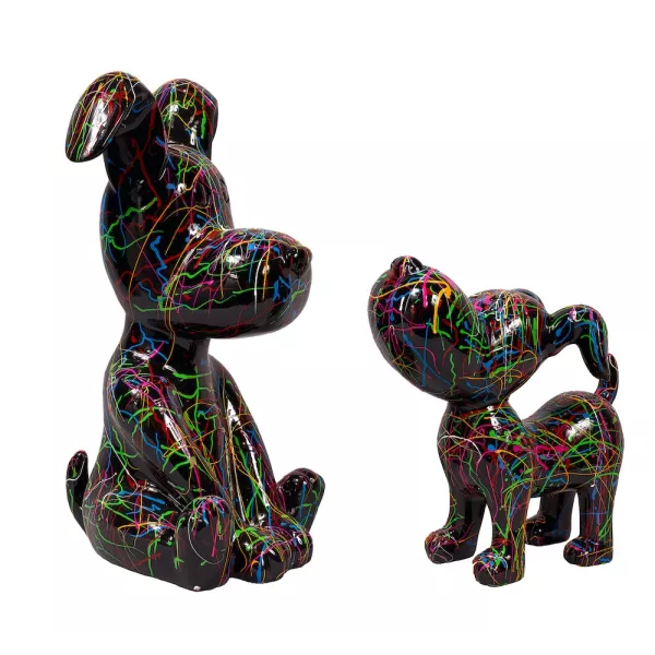 Statue decorative sculpture design DUO CHIENS GRAFFITI (H45 H30) (black) to associate with Stackable Decorative Objects to Save 