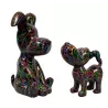 Escultura decorativa estatua diseño DUO CHIENS GRAFFITI (H45 H30) (negro) asociarse con Objetos decorativos con reposabrazos par