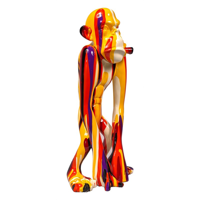 Statue sculpture décorative design SINGE TRASH (H58) (Multicolore)