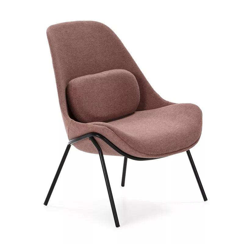 Lounge Armchair 73X74X92 Metal Black Fabric Pink to associate with Contemporary Leather Armchairs