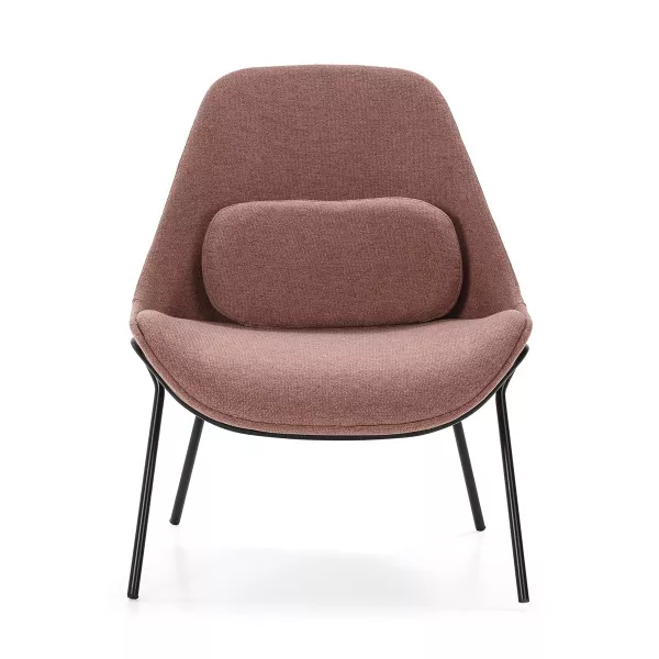 Lounge Armchair 73X74X92 Metal Black Fabric Pink to associate with High Quality Solid Wood Armchairs