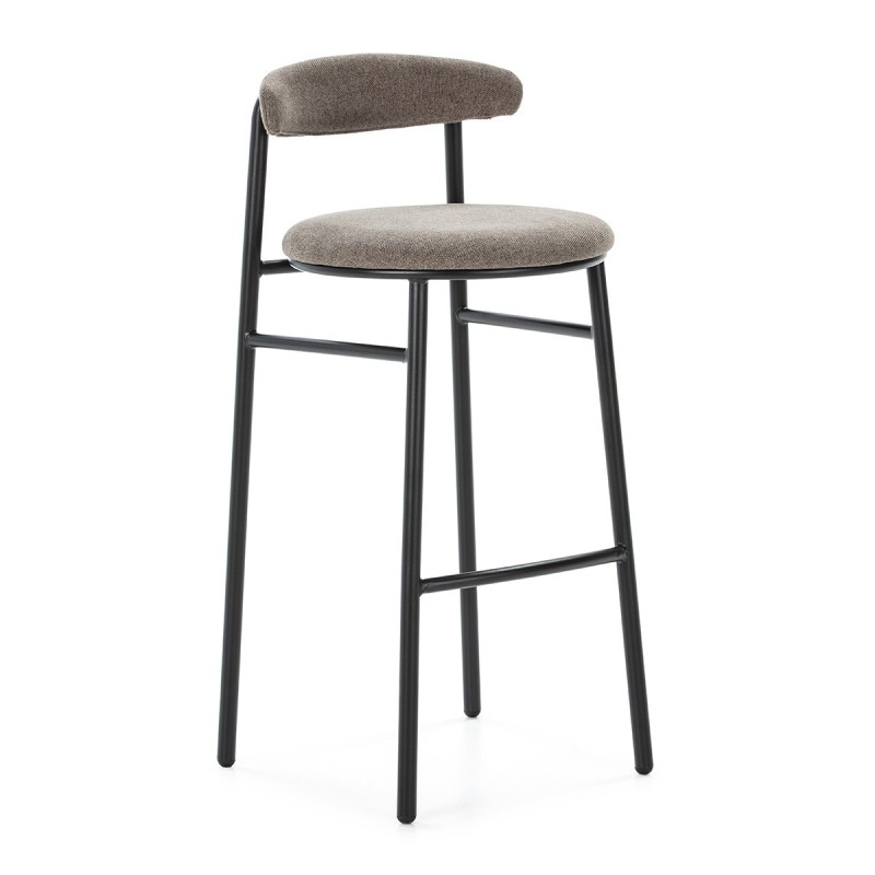 Tabouret de bar rétro 44x46x94 Métal Noir Toile Gris à associer à Tabourets Vintage Pour Une Touche Rétro