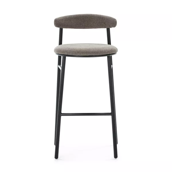 Tabouret de bar rétro 44x46x94 Métal Noir Toile Gris à associer à Tabourets Scandinaves Au Design Épuré