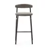 Tabouret de bar rétro 44x46x94 Métal Noir Toile Gris à associer à Tabourets Scandinaves Au Design Épuré