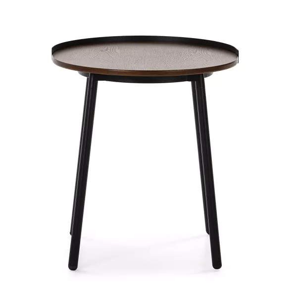 Mesa Auxiliar 50X51X66 Madera Marrón Metal Negro asociarse con Mesas de centro vintage para un toque retro