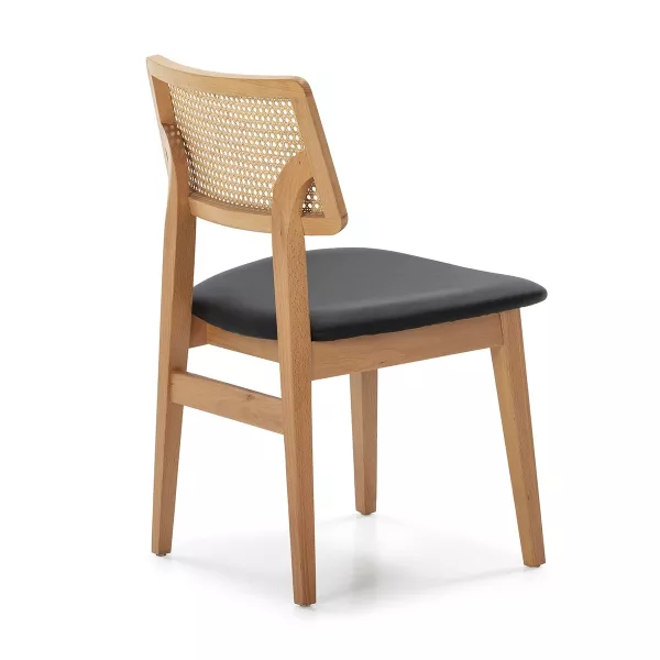 Chair 52X54X80 Wood Natural P.Leather Black Rattan Natural to associate with Weatherproof Garden Chairs