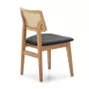 Chaise 52x54x80 Bois Naturel Cuir synthétique Noir Rotin Naturel à associer à Chaises Modernes Pour Un Intérieur Élégant