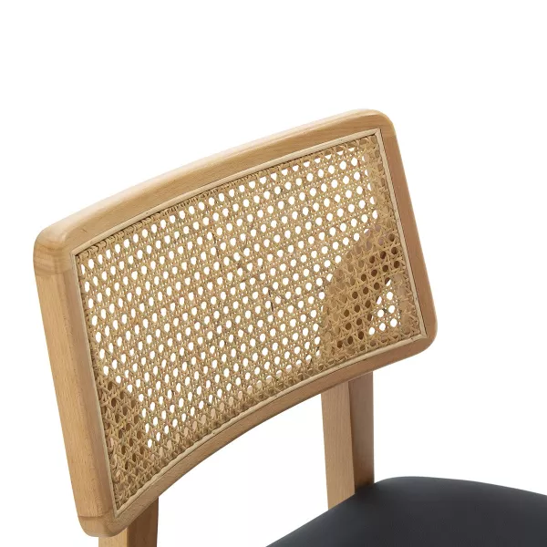 Chair 52X54X80 Wood Natural P.Leather Black Rattan Natural to associate with Comfortable Chairs For Office