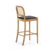 Tabouret snack 43x47x97 Bois Naturel Cuir synthétique Noir Rotin Naturel