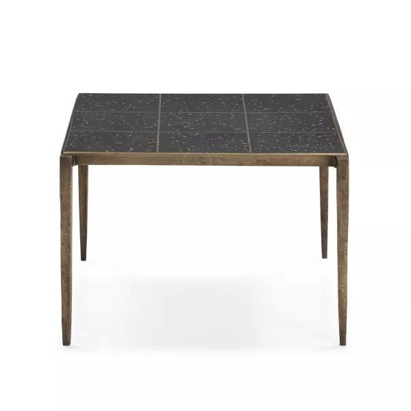 Table basse 65x59x41 Fer Doré Antique Époxi Terrazzo Noir