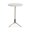 Table d'appoint, bout de canapé 44x44x67 Fer Doré Antique Époxi Terrazzo Blanc