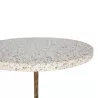 Table d'appoint, bout de canapé 44x44x67 Fer Doré Antique Époxi Terrazzo Blanc