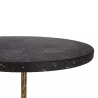 Table d'appoint, bout de canapé 44x44x67 Fer Doré Antique Époxi Terrazzo Noir