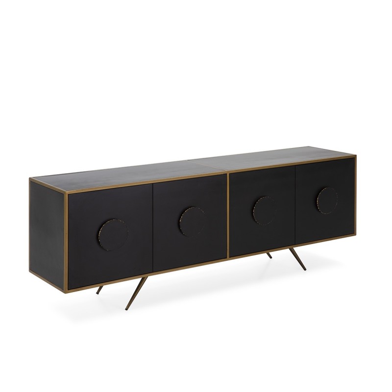 Sideboard 4 Doors 183X41X66 Metal Black Golden to associate with Sideboard Buffet Storage Unit Padded For Optimal Comfort