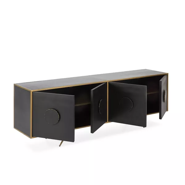 Sideboard 4 Doors 183X41X66 Metal Black Golden to associate with Stackable sideboard storage unit to save space