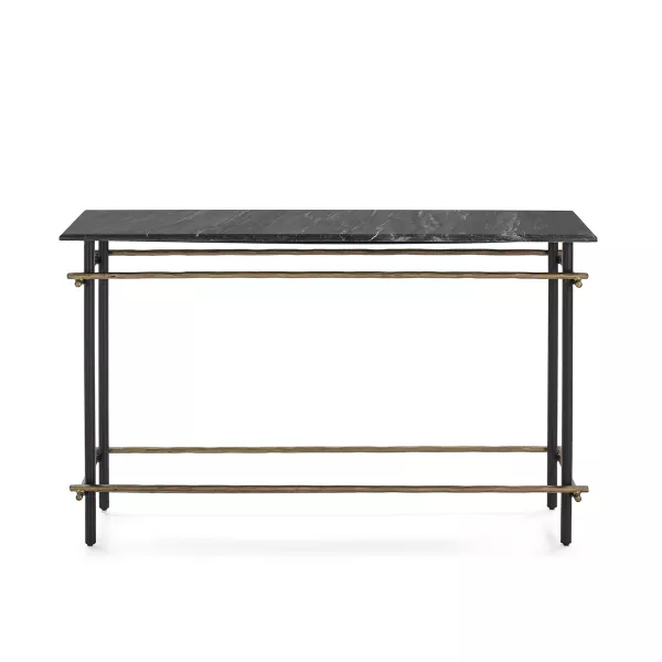 Console 122x39x75 Marbre Noir Fer Doré Antique Noir