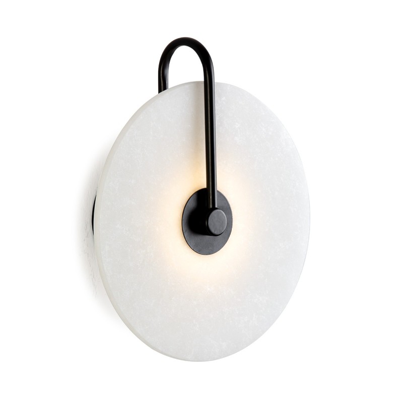 Applique 25X10X29 Marmo Bianco Metallo Nero associarsi a Lampada da parete scandinava dal design pulito