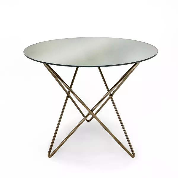 Table d'appoint, bout de canapé 43x43x37 Miroir Métal Doré