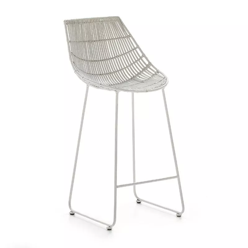 Tabouret snack 46x50x97 Métal Osier Blanc