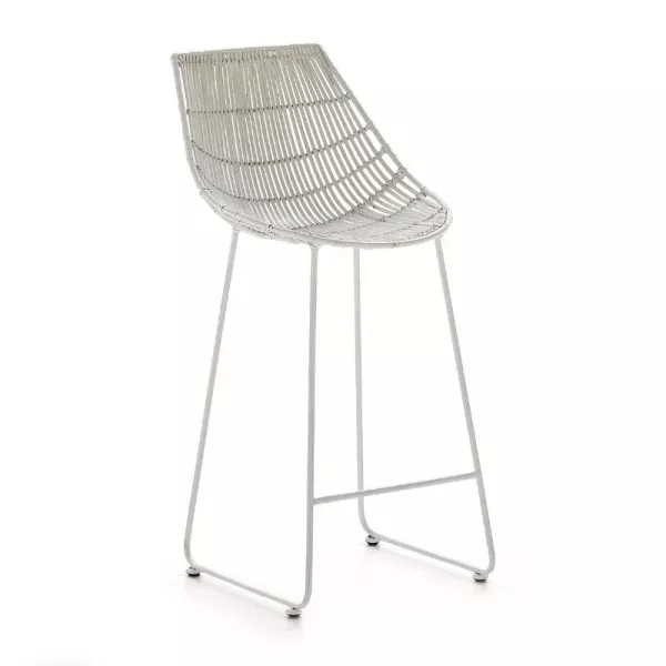 Tabouret snack 46x50x97 Métal Osier Blanc